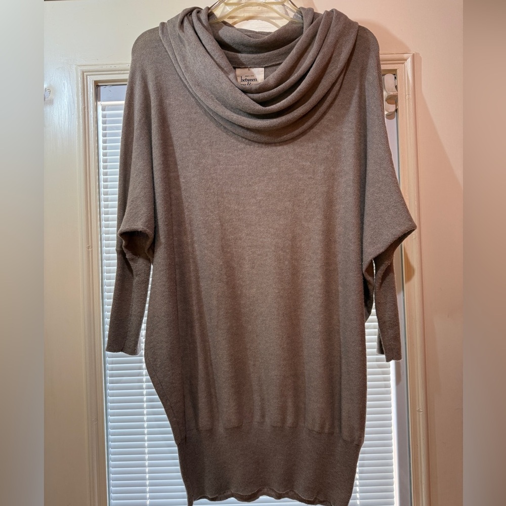 Oatmeal gray Cowl Neck Sweater with Oversized Fit dolman arm
